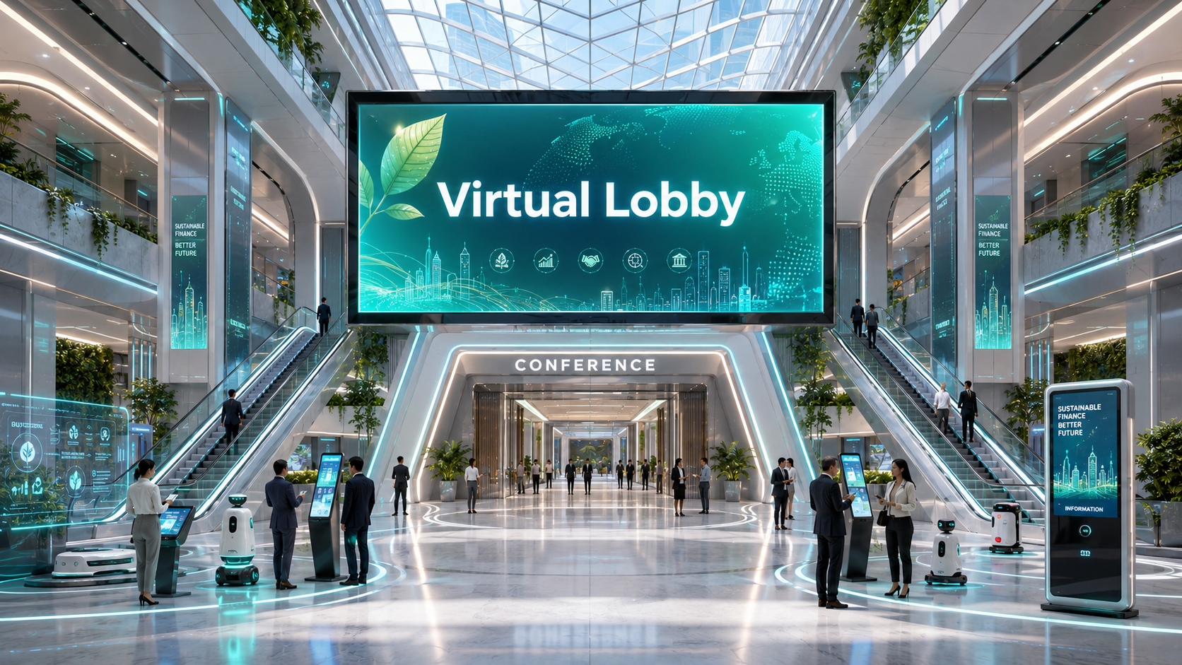 Virtual lobby design for virtual event navigation